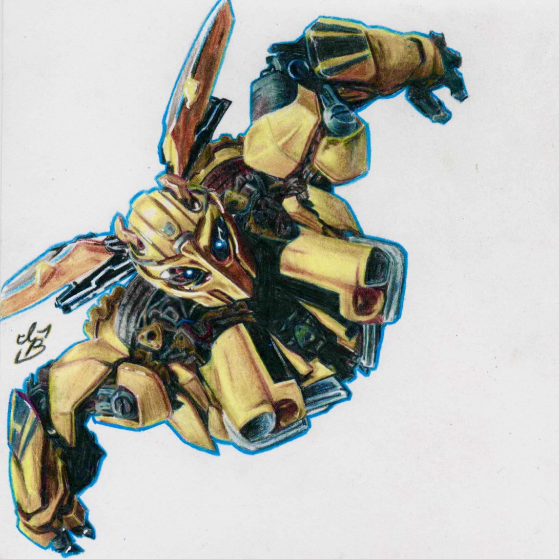 IsiahBotelho's tweet photo. Here’s my  finished my BUMBLEBEE fan art.
 Hyped to see #RiseOfTheBeasts tonight.
@transformers #Transformers #FanArtFriday #traditionalart https://t.co/KTS2Njy5ri