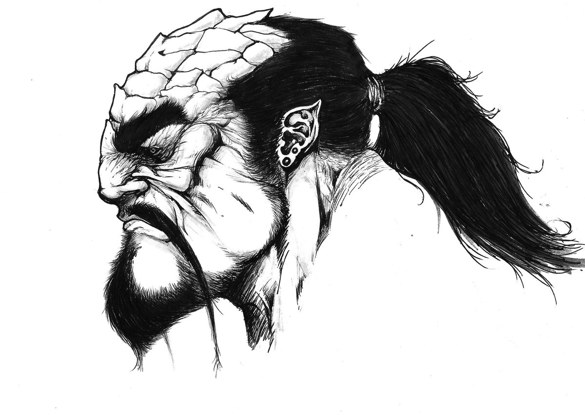 TSUBADESIGNS's tweet photo. #Klingon 1 hour sketch, I used old and new features to design this piece, I like the older long haired #klingons over the newer more reptilian looking #characterdesign Im a #startrek fan I used a bic, g2 pilot pen, and permanent marker. #sketchbook #drawing #freehand #sketch #art https://t.co/YtMRb3Fsfq