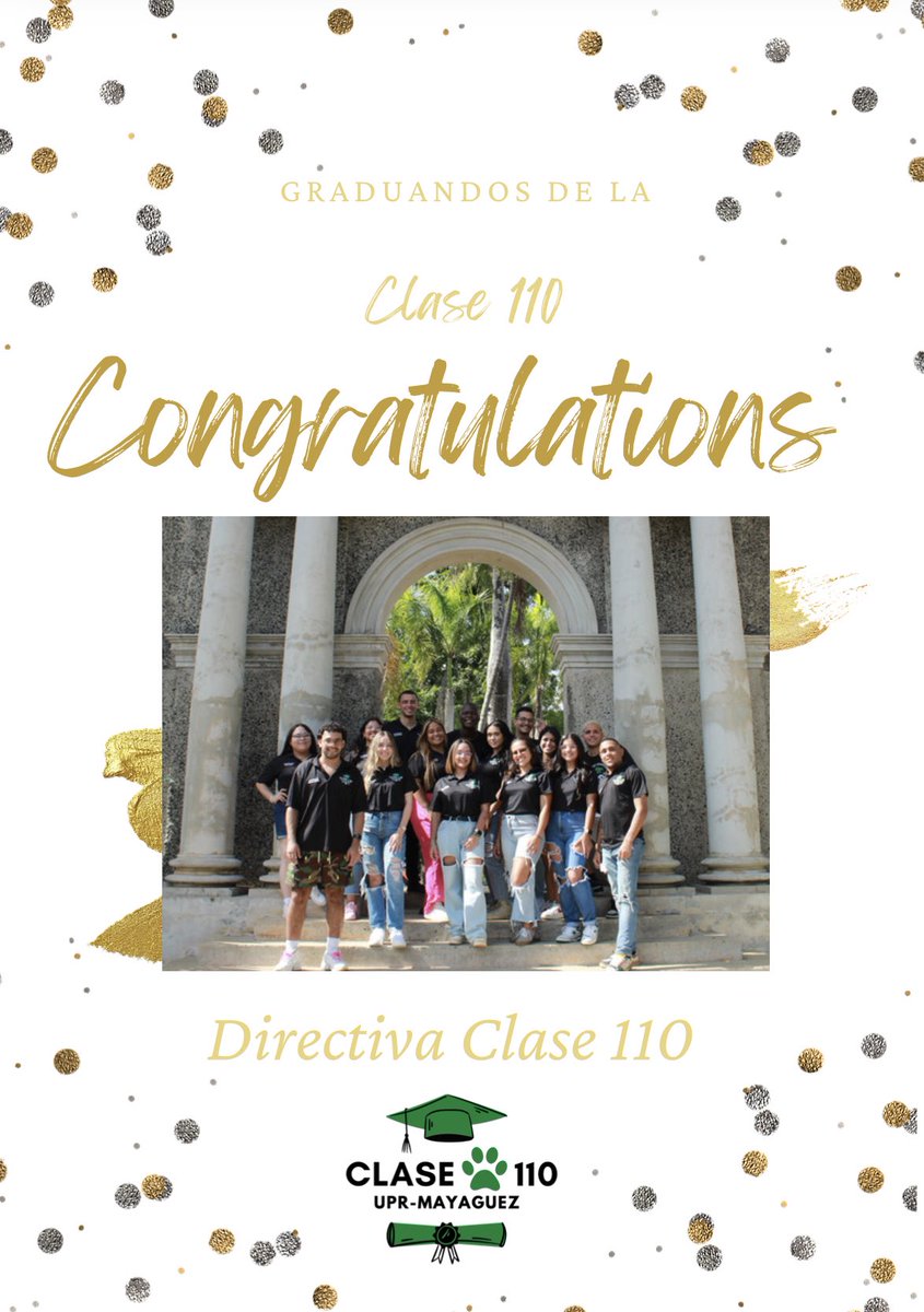¡Buenas a todos los graduandos de la Clase 110!  

Ya llegó el día que estábamos esperando, el día en el que son reconocidos nuestros logros. Queremos felicitarles porqué no es un camino fácil y miren hasta donde han llegado.🎓💚 

Les deseamos el mayor de los éxitos a todos.🍾🫶🏽