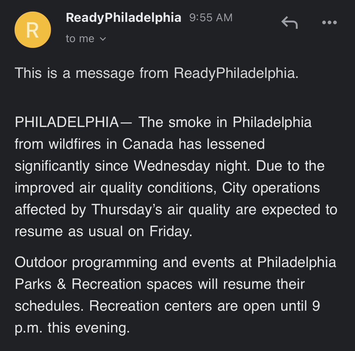 This “shift to virtual” is a joke #phled. Note the city of Phila communication which states that air quality has improved, and outdoor programming will resume today. 

Yet @PHLschools shifts to virtual. 

Please examine your data sources bc they are clearly not right.