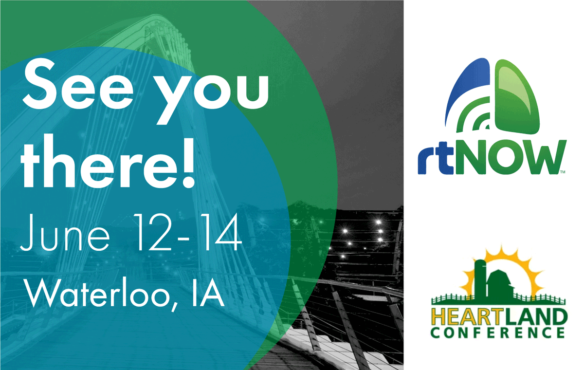 Rtnow's tweet photo. We're thrilled to announce that rtNOW will be attending the Heartland Conference from June 12-14, 2023 in Waterloo, IA! Get ready to explore the latest in respiratory care, network with industry leaders, and meet our dynamic team. #HeartlandConference2023 #rtNOW #telerespiratory https://t.co/J9hiiWRUPQ