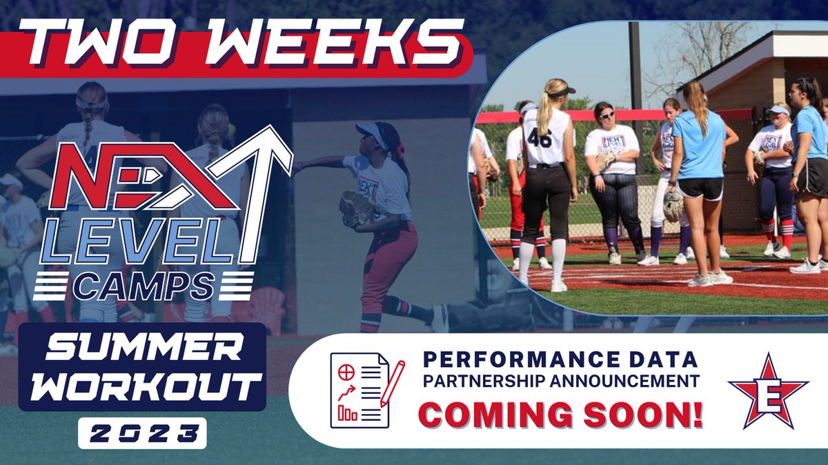 ⚠️TWO WEEKS⚠️ 
🥎 Next Level Camps: Summer Workout 
Look for more event details to be best prepared to make a strong impression with our college coaches! 
❗️COMING SOON❗️ Partnership Announcement

#NextLevelCamps #DefianceElite #CollegeExposure #ExposureCamps #College Softball