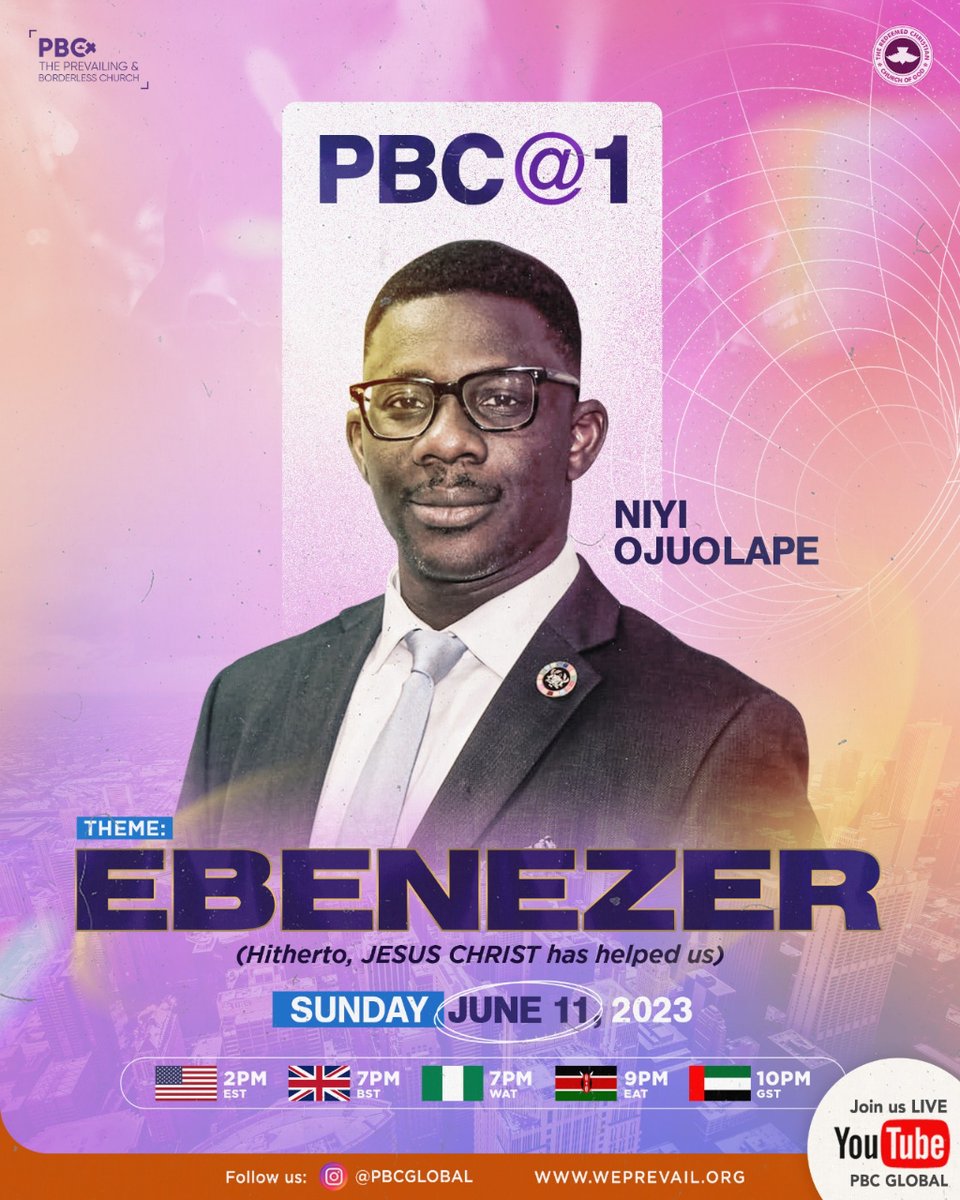 Save the date, June 11th! Join us at PBC's 1st Year Anniversary Service as we honor Jesus with a spirit-led experience by Pastor @niyioju 
 #PBC@1 #June11th #Ebenezer #YearofRighteousBoldness #PBCGlobal #RCCG #GlobalChurch.
