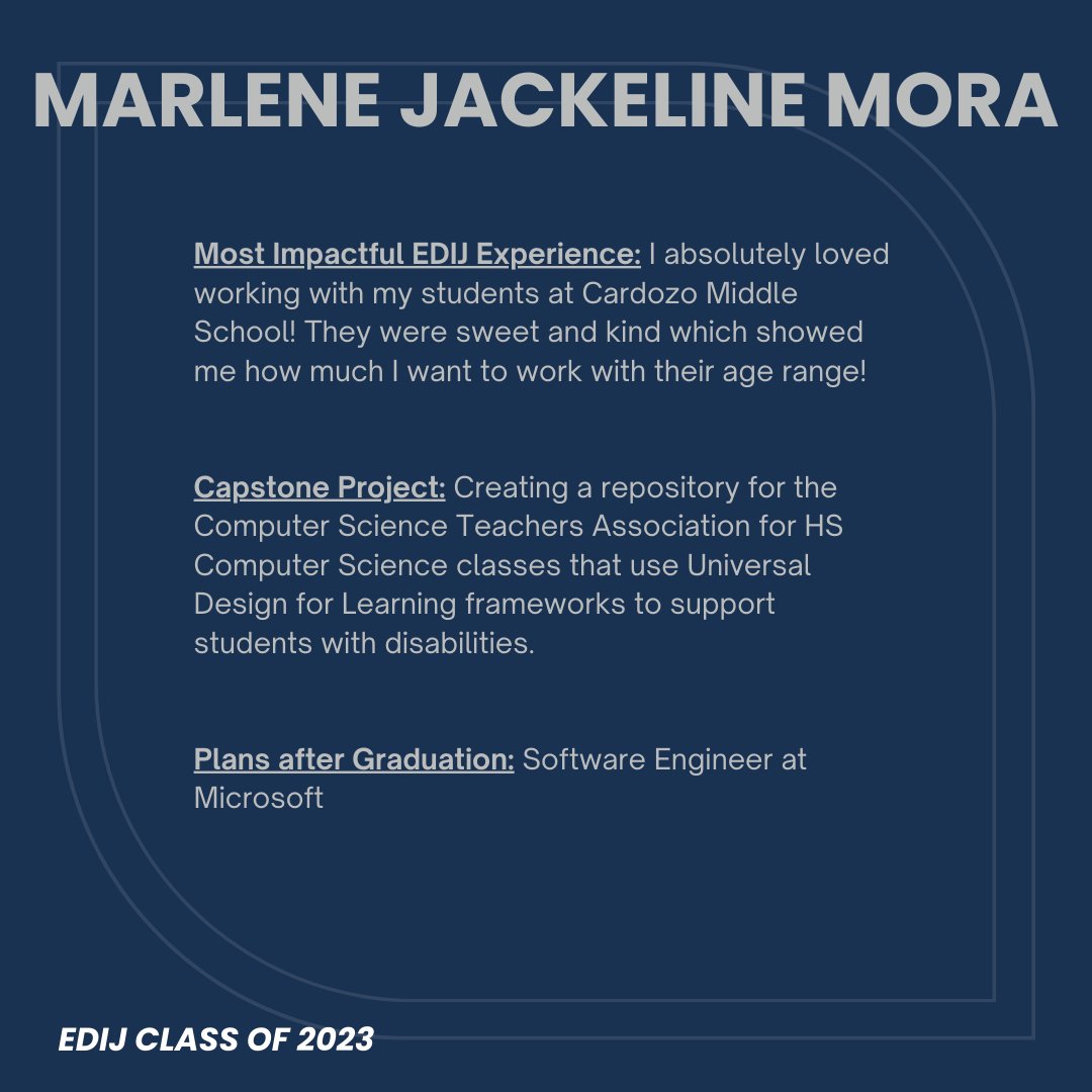 Congratulations Marlene! #EDIJClassOf2023 🎓✨💙