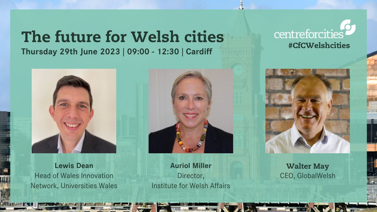 CentreforCities's tweet image. @lewisgdean, @auriol_miller &amp;amp; @Walter_May will be joining us at #CfCWelshcities conference in Cardiff on June 29th 🗓️

The panel will explore the performance and potential of Wales' three largest cities - Cardiff, Newport and Swansea 🏙️🏴󠁧󠁢󠁷󠁬󠁳󠁿

Book your place: eventbrite.co.uk/e/the-future-f…