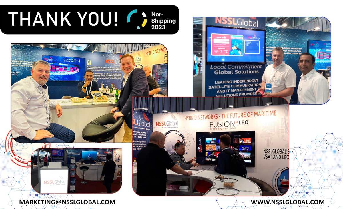 Thank you to everyone who visited us at #NorShipping2023 and to the organisers for putting on a great event! Its always a great opportunity to share industry insights and let prospective customers know of the scale of our service and project portfolio. #maritime #satcoms #navcom