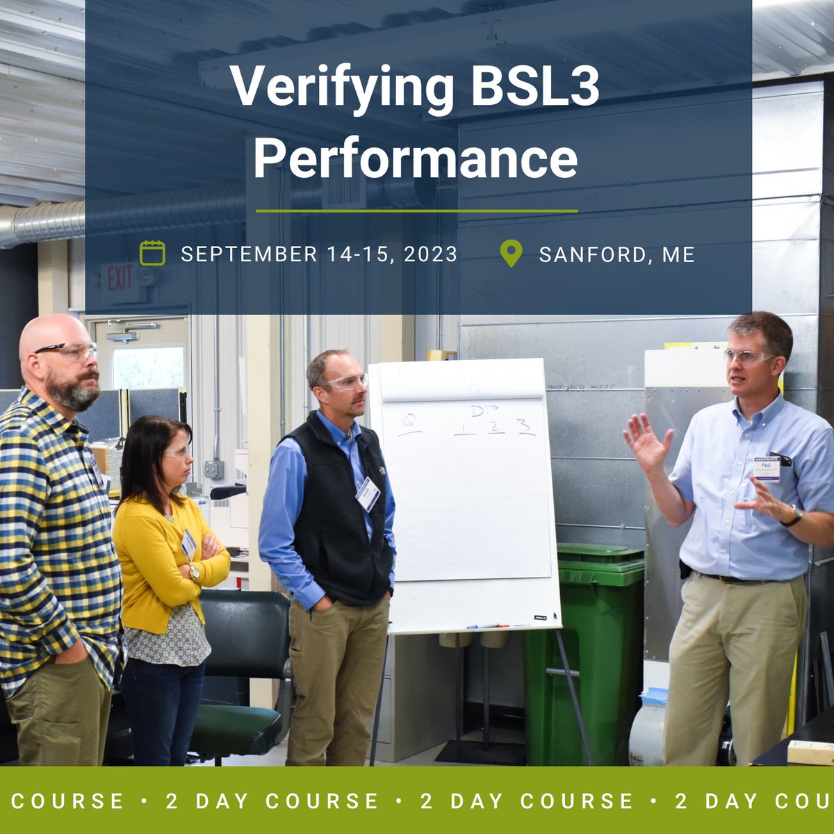 EaglesonInst's tweet photo. Join us for our Verifying BSL3 Facility Performance course on 14-15 September. It offers great insight and practical training for Safety Professionals, Facility Managers, HVAC Engineers, Facility Engineers, Controls Contractors, System Installers, Certifiers and Air Balancers. https://t.co/3ApwlqKieK