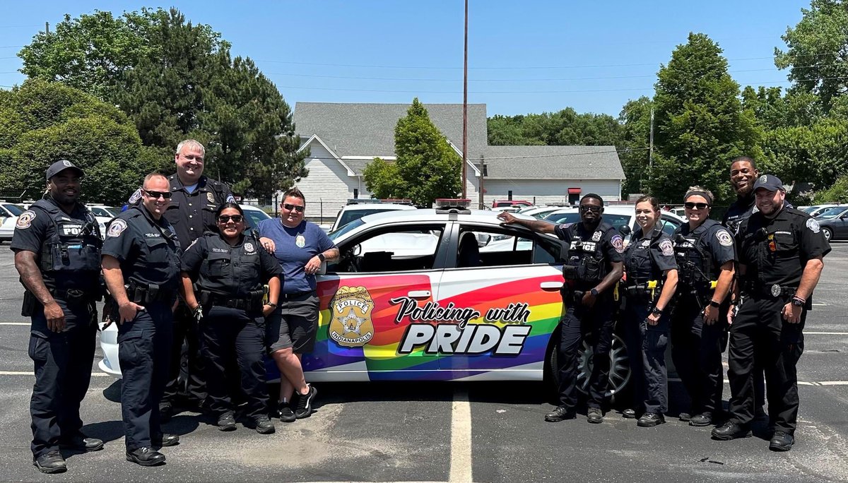 IMPDnews's tweet photo. If you are heading to the #Pride Parade in downtown #Indy tomorrow, keep an eye out for our new Policing with Pride vehicle. 

 We are thankful to the @IndyPSFdn for making this car wrapping possible. https://t.co/uqMAPWaCTQ