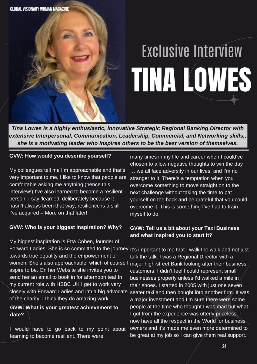 GlobalVisionWN's tweet image. FIND OUT MORE ABOUT OUR EXCLUSIVE INTERVIEW WITH TINA LOWES, FORMER HSBC UK REGIONAL DIRECTOR OF SMALL BUSINESSES &amp;amp; GLOBAL WOMEN LEADERSHIP SUMMIT 2023! - mailchi.mp/9ec382b1e576/e…
