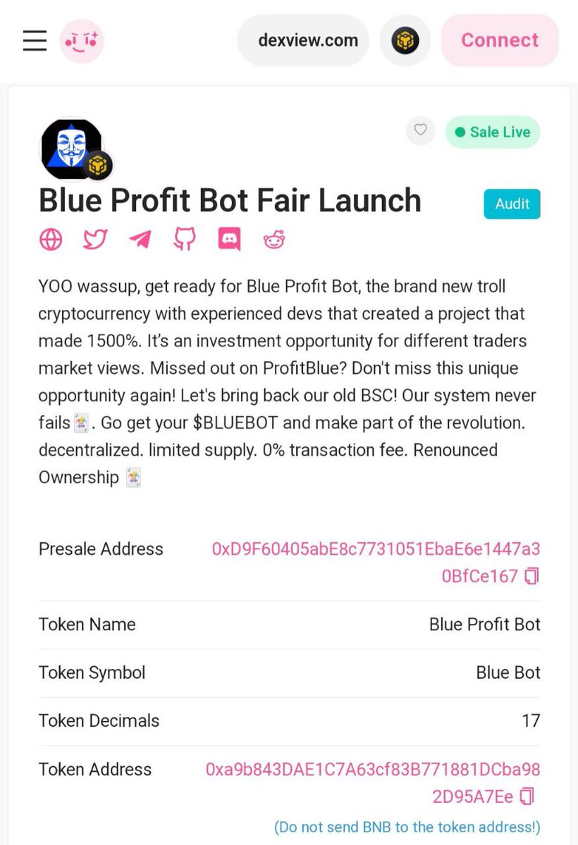 BlueProfitBot's tweet photo. π΅ Our FAIRLAUNCH has begun!!! Don't miss this opportunity again, remembering that our presale will only be active for 24 hours!!! So don't waste time. $Blue #BlueProfit #TROLLSEASON #BlueBot
https://t.co/a0NyG7ZyL2 https://t.co/D3e6vmNLGe