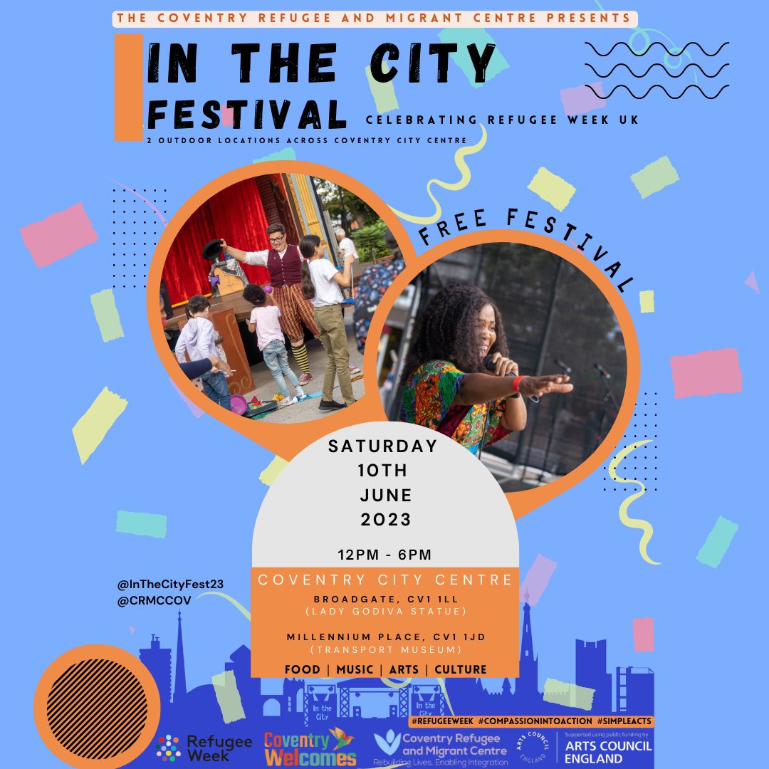 Comtec Translations (@comtectranslate) on Twitter photo Looking forward to this tomorrow! For food, music, arts and culture pop along to Broadgate or Millennium Place in Coventry City Centre. See you there <a href="/CRMCCov/">Coventry Refugee and Migrant Centre 🧡</a> #refugeeweek #RefugeesWelcome Looking forward to this tomorrow! For food, music, arts and culture pop along to Broadgate or Millennium Place in Coventry City Centre. See you there <a href="/CRMCCov/">Coventry Refugee and Migrant Centre 🧡</a> #refugeeweek #RefugeesWelcome