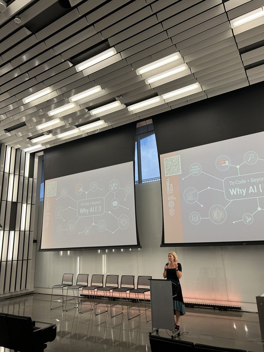 mrtomocon's tweet photo. Excited to be at @cornell_tech today for the 10th Annual To Code and Beyond conference! Thanks to @diane_levitt for hosting and for starting the day with thought provoking questions about the role of AI in education and society. #csforall #tocodeandbeyond https://t.co/MINJKKLFTw