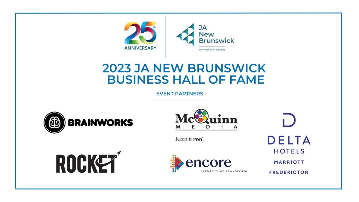 Our Event Partners are integral to helping JA New Brunswick celebrate and recognize our Laureates being inducted into the JANB Business Hall of Fame each year! Thank you for your belief in our organization and our mission! 🚀

#successstartshere #weareJANB #newbrunswick #nbproud
