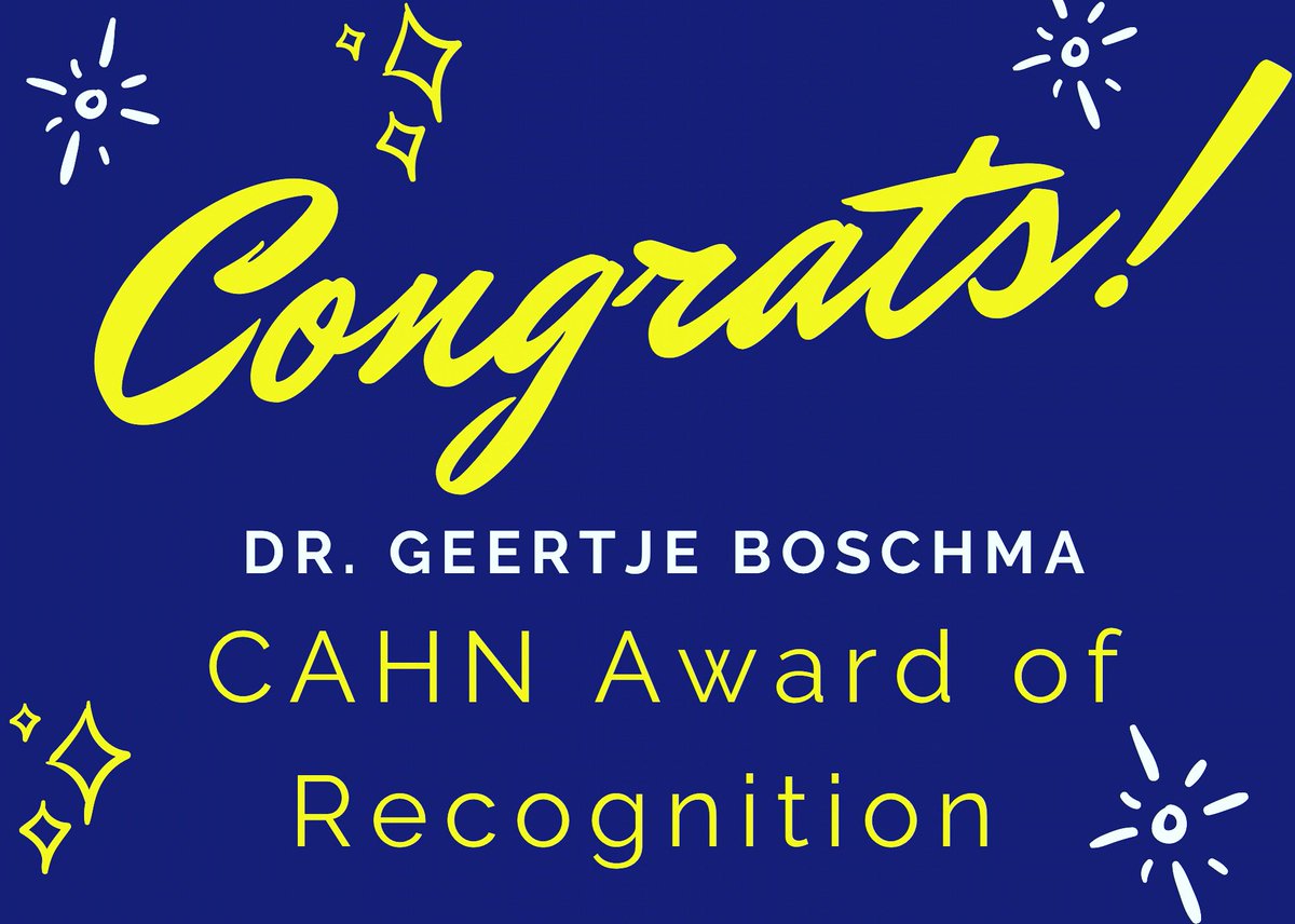 Congratulations to Dr. Geertje Boschma on her <a href="/cahn_achn/">cahn_achn</a> Award of Recognition for her contributions to nursing history in Canada over the past 25 years. <a href="/UBCNursing/">UBC Nursing</a>