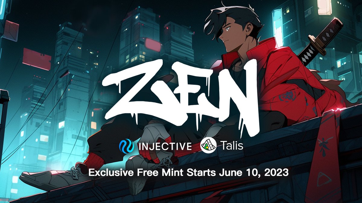 Injective 🥷 (@injective) on Twitter photo Zen arrives tomorrow, marking the first Injective NFT launch powered by <a href="/ProtocolTalis/">Talis Protocol</a>.
🥷Exclusive limited time mint for ninjas
🥷Zero mint cost
🥷Commemorating the release of NFTs on Injective
Countdown to Zen: injective.talis.art Zen arrives tomorrow, marking the first Injective NFT launch powered by <a href="/ProtocolTalis/">Talis Protocol</a>.
🥷Exclusive limited time mint for ninjas
🥷Zero mint cost
🥷Commemorating the release of NFTs on Injective
Countdown to Zen: injective.talis.art