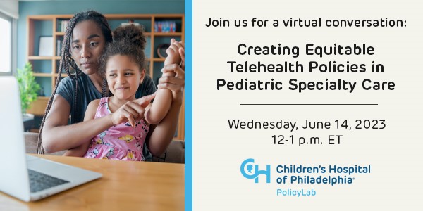 CARautism's tweet photo. Join @PolicyLabCHOP &amp; @AmerAcadPeds for a virtual conversation with pediatricians, researchers, policymakers &amp; family advocates to discuss innovative ways to create #telehealth policies that provide more #equitable access to specialty care.

Learn more: https://t.co/KNfdyXXWZN https://t.co/tyPjSe5IlJ