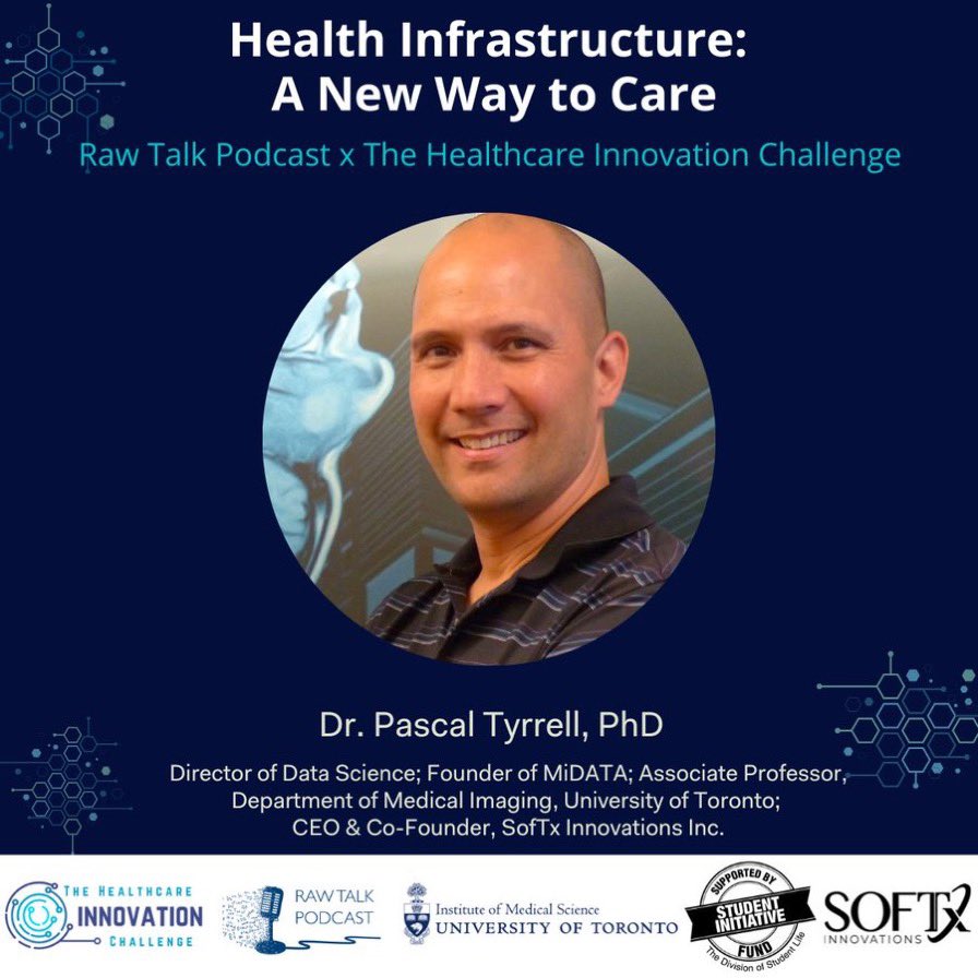 The Healthcare Innovation Challenge (@thehealthinnovc) on Twitter photo Meet our first panelist and judge, Dr. Pascal Tyrrell! He is a data scientist and also the director of data science with the Department of Medical Imaging in the Faculty of Medicine.
Register here: eventbrite.com/e/health-infra… Meet our first panelist and judge, Dr. Pascal Tyrrell! He is a data scientist and also the director of data science with the Department of Medical Imaging in the Faculty of Medicine.
Register here: eventbrite.com/e/health-infra…