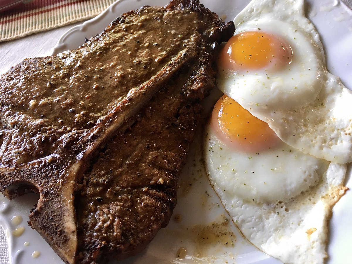 T-Bone 🥩 Steak and eggs for breakfast