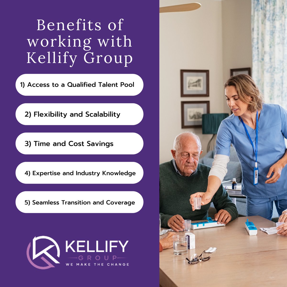 These are the benefits of working with us!
#HealthcareStaffing #TalentAcquisition #FlexibilityInStaffing #CostSavings #IndustryExpertise #SeamlessCoverage #QualityPatientCare #KellifyGroup