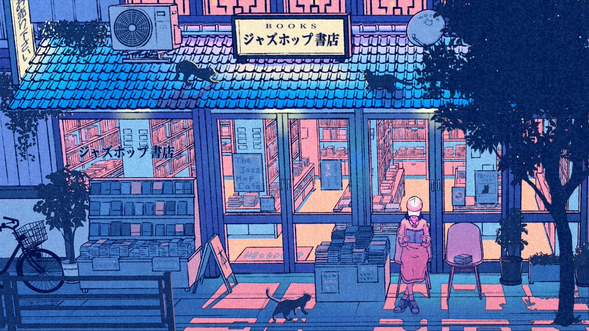 「#クリエイターさんの夜っぽい作品が見たい  夜の本屋さん」|〇wacca〇わっか〇のイラスト