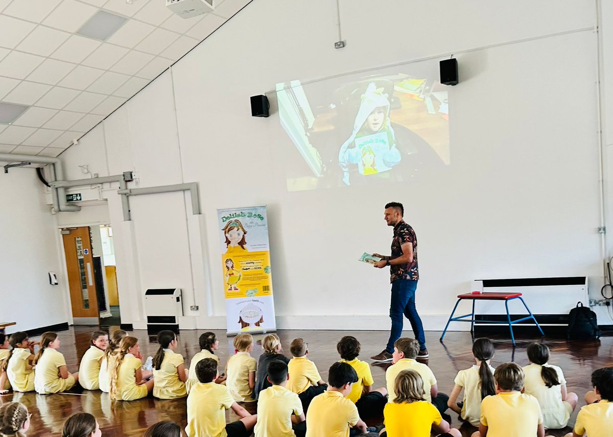 Year6TSP's tweet image. Thank you @simonjameshunt for sharing your story, &quot;Delilah Rose: the Bogey Princess&quot; and giving the children a great talk on fostering creativity and pursuing dreams. #TSPReading