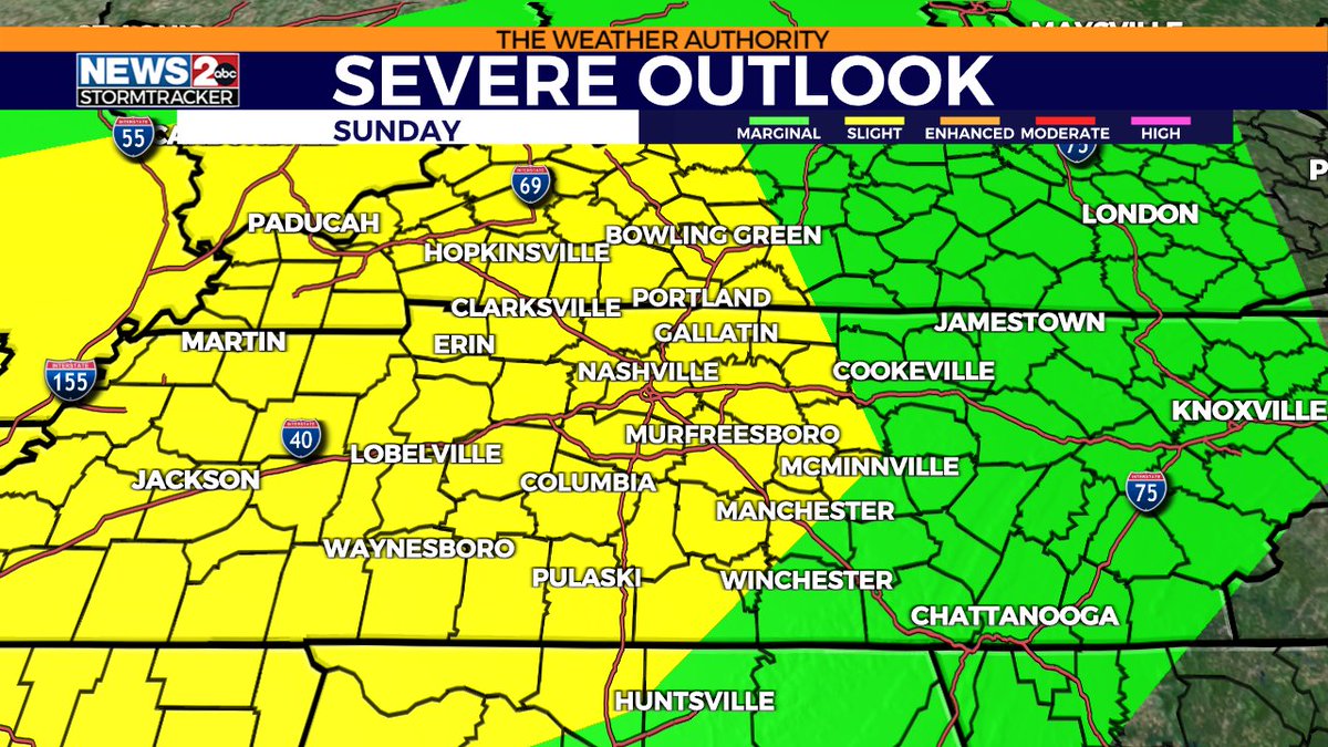 megtomwx's tweet photo. SHARE!! We will see a few storms early Sunday morning, then a lull through early evening. Then a round of potentially strong to severe storms sets up from 6pm through midnight weakening as they move east. https://t.co/SY5Eo6J3pM https://t.co/rOZQzl2nhF