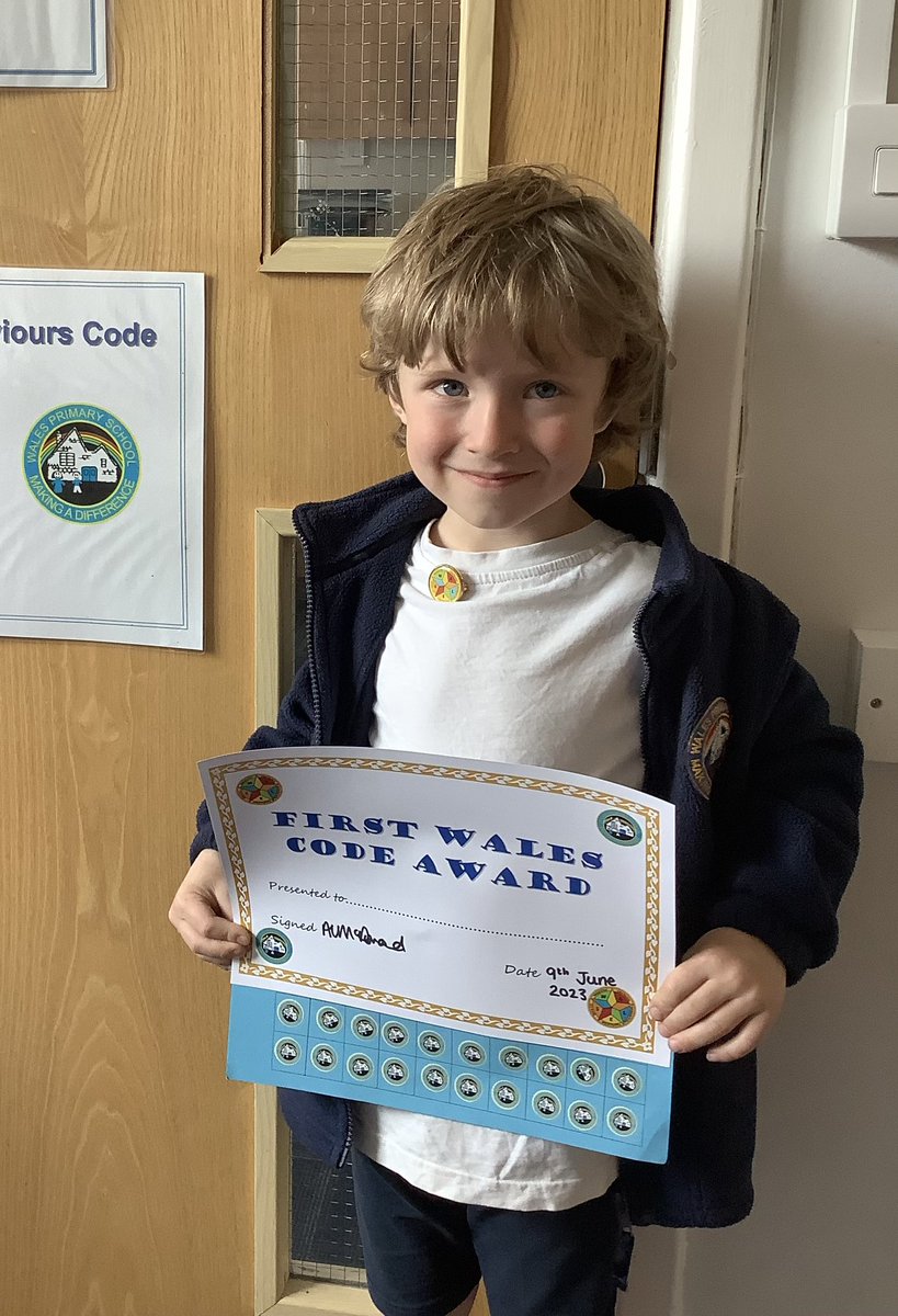 walesprimary's tweet photo. What a lot of first wales code awards we’ve had this week! Brilliant! Well done everyone! 😁
#walescode https://t.co/Ea9DrLKlwu