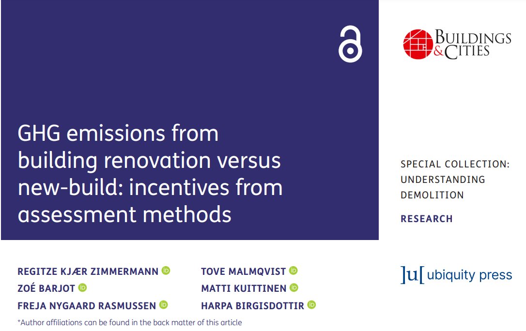 New paper out

GHG emissions from #building #renovation versus new-build

Policy needs to consider the influence of #LCA methods on #climate impact assessment of building renovations - incl. temporal differences between upfront and future emissions

journal-buildingscities.org/articles/10.53…