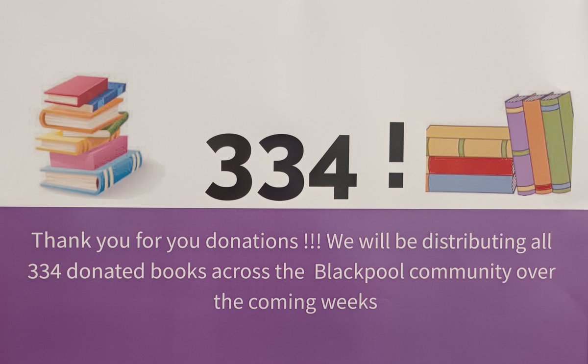 Book Drive 2023! A fantastic response to our book drive, with a grand total of 334 books to be distributed across the Blackpool community. Thank you so much for your kind donations! <a href="/BlackpoolSixth/">Blackpool Sixth</a> <a href="/Literacy_Trust/">National Literacy Trust</a> #GetBlackpoolReading