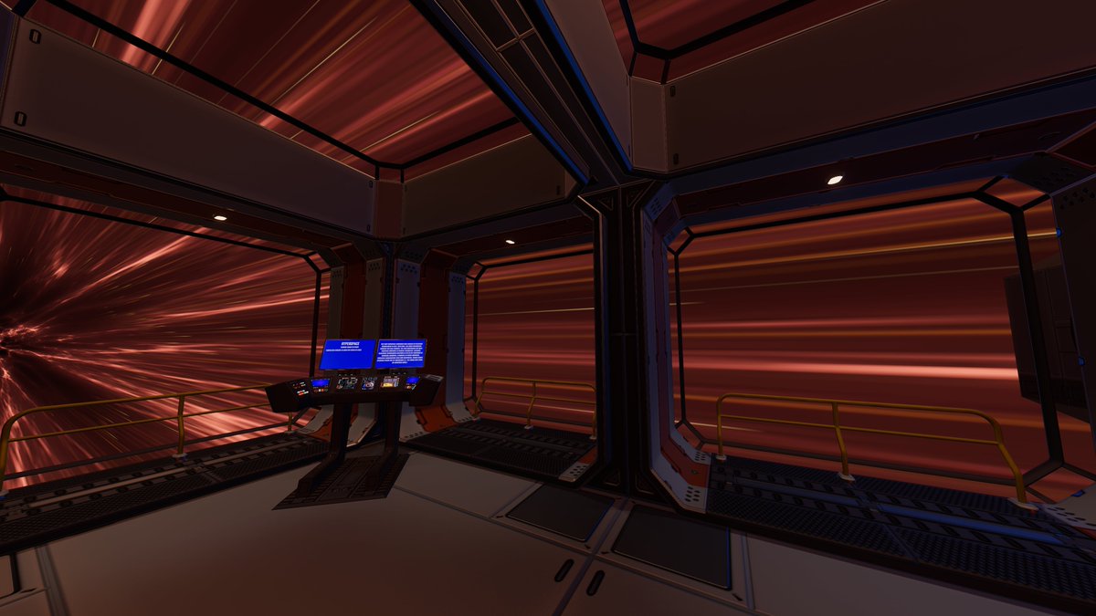 TimSchel2000's tweet photo. Spaceship Hangout Encounters is live now! Go explore many new locations and experience random encounters. Use the new fuel system to boost your jump range or relax in the updated lounge! #VRChat #MadeInVRChat https://t.co/CoCU1dVSQk