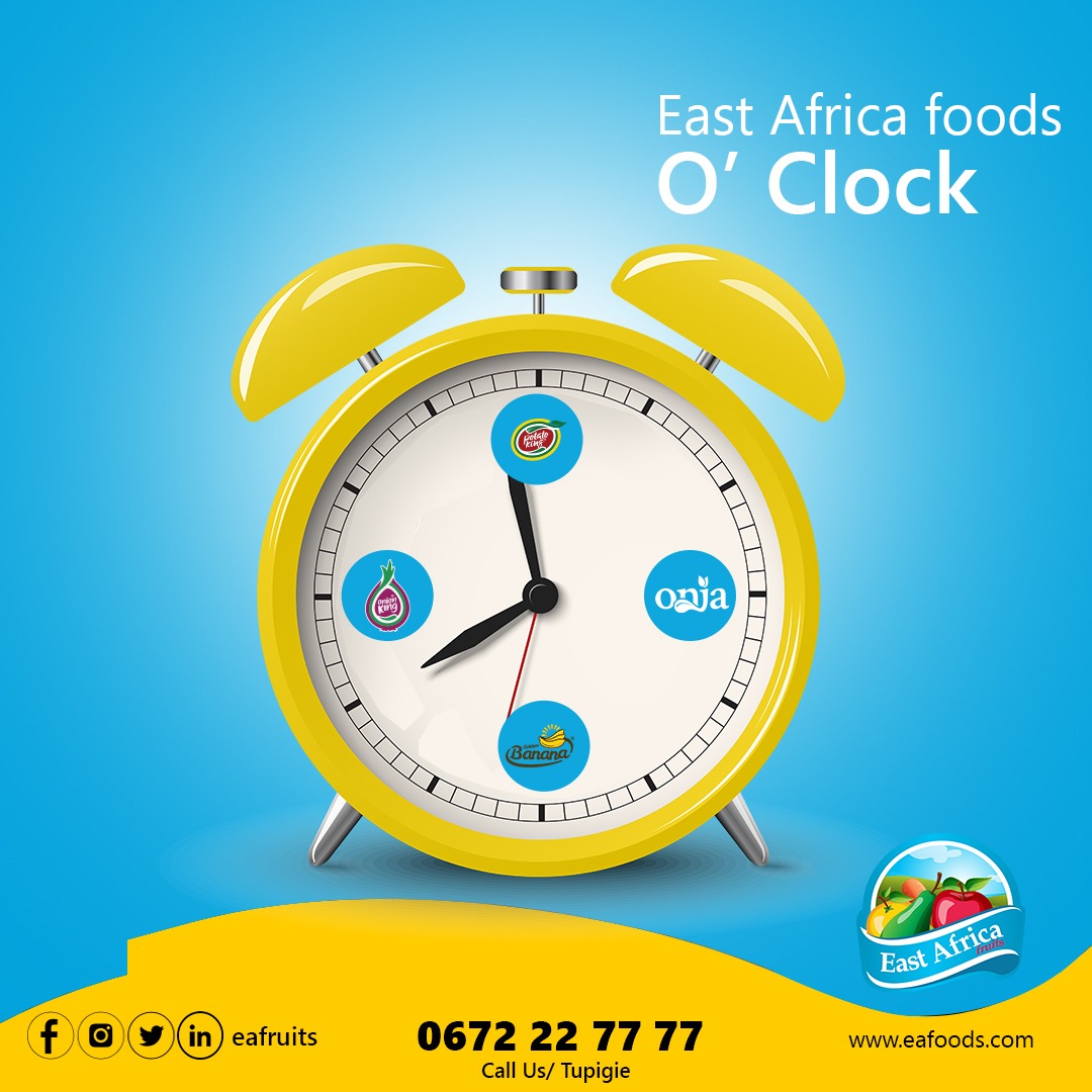 It's EA Foods O'clock⏰ pick your favorite hour and ring us via 0672 22 77 77
Your call will brighten our day😍😍

#LunchIsServed #Food #potato #banana