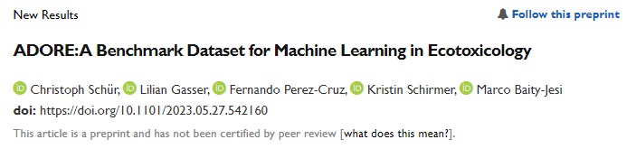 A bit delayed, but I'm super proud that our #benchmark #dataset for #machinelearning in #ecotoxicology #ADORE is out as a pre-print on @biorxivpreprint! Final version hopefully soon! First paper of my #postdoc at @Utox_Eawag!  But why do we think it was needed (in GIFS)? 1/n🧵