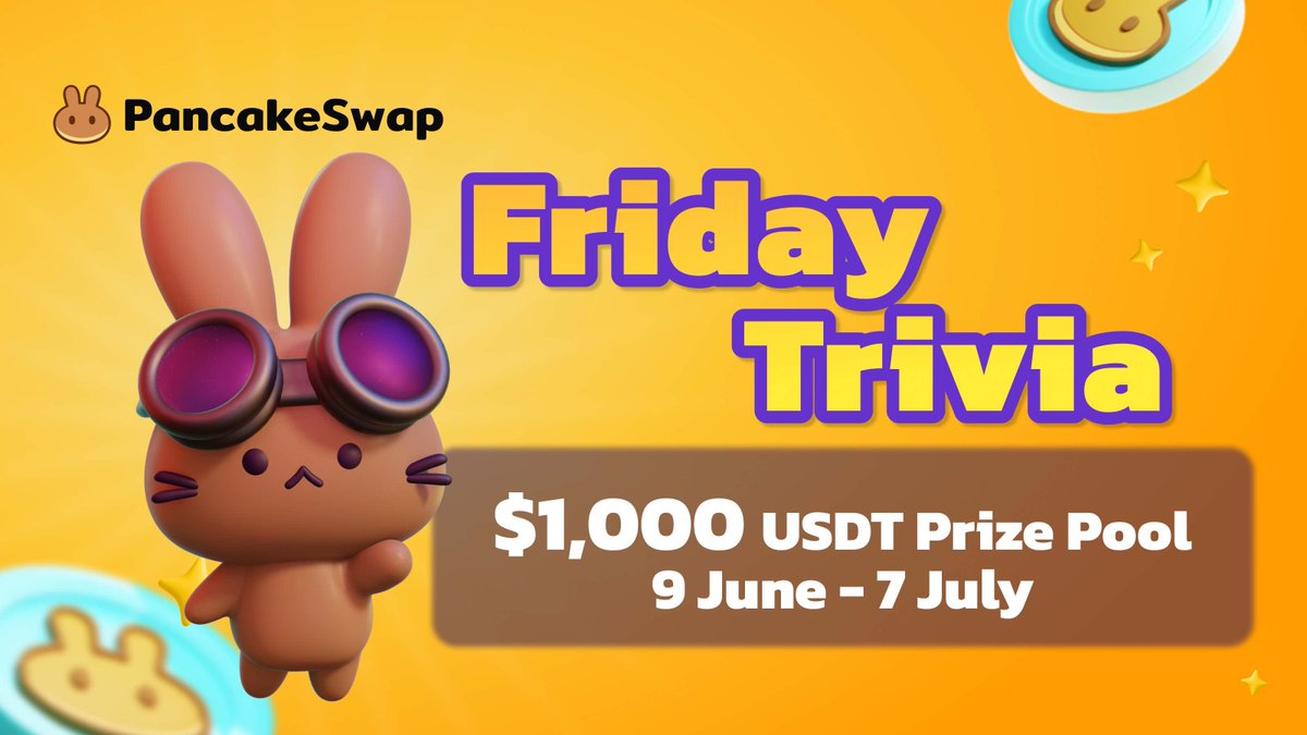 📣🔥 We're excited to announce "PancakeSwap Friday Trivia", a great way to learn more about our products and earn $25 in $USDT. 

Each Friday, a question about our products will be shared on Twitter. We will select 10 random participants and award each $25 in $USDT!

👉 To