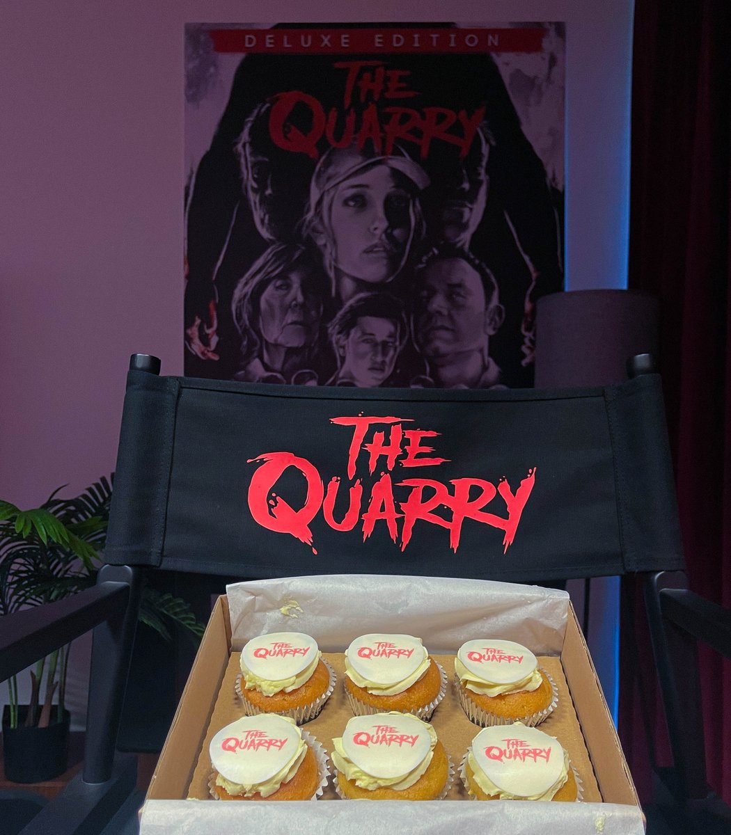 SuperMGames's tweet photo. In the spirits and Laura and Max*, we're celebrating 1 year of #TheQuarry at the studio one day early 🧁

*And because the actual anniversary falls on a Saturday 😅 https://t.co/M90wS2Qyds