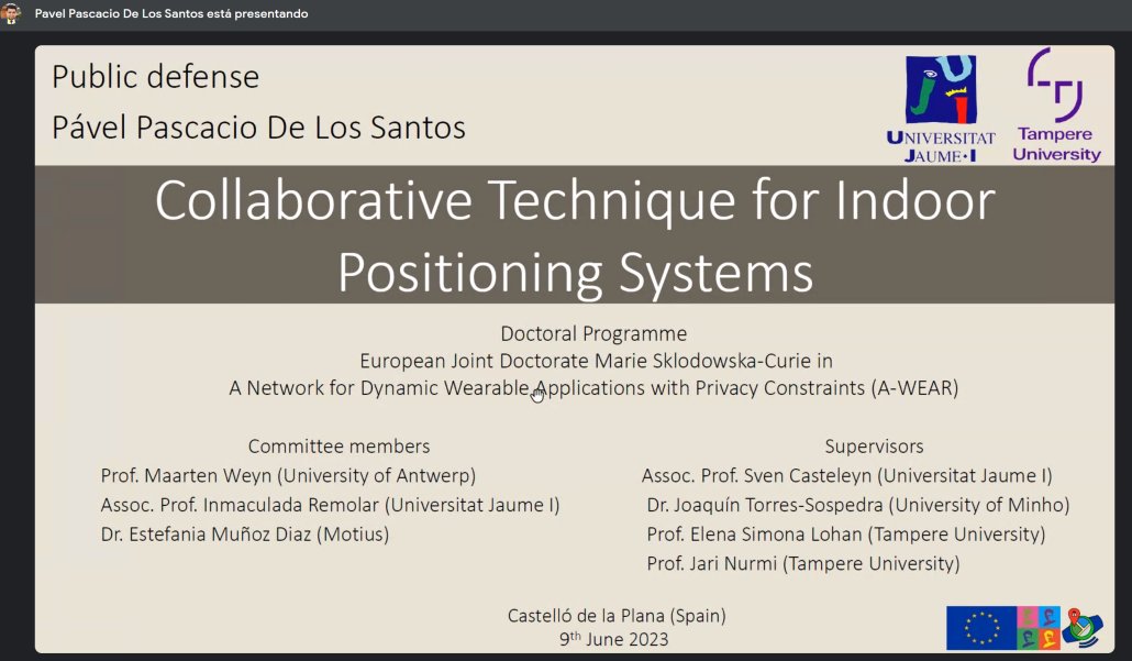 Pavel defended his thesis on collaborative techniques for indoor positioning systems - geotec.uji.es/2023/06/09/pav…