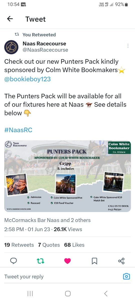 Put Wednesday  28th of June into your calendar  folks. Can't beat a bit of value. Naas racecourse  and colm white bookmakers.
