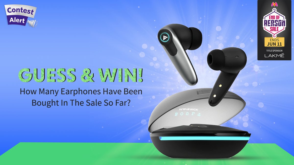 Guess how many Earphones have been bought in the #MyntraEORS sale so far &amp; 1 winner stands a chance to WIN a Myntra Gift Voucher of Rs.20K.  Use #Day9OfMyntraEORS #ShopOnMyntraEORS + follow
<a href="/myntra/">Myntra</a>
to qualify. Multiple guesses are allowed!   #Contest #ContestAlert