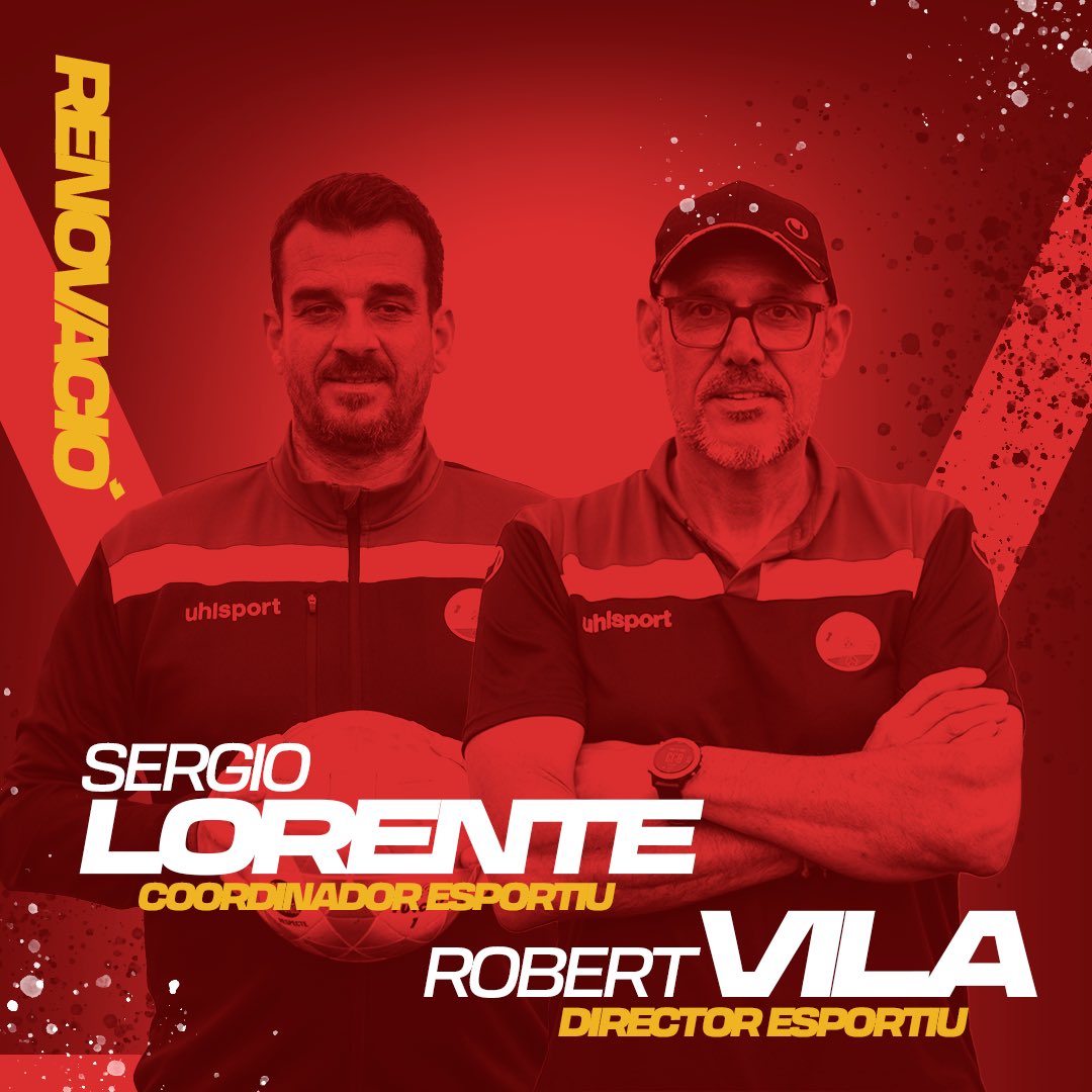 UETOSSA1922's tweet photo. 🔴📝 RENOVACIONS

Sergio Lorente i Robert Vila continuaran una temporada més al capdavant del projecte esportiu de l’entitat. 

•Robert Vila: director esportiu.
•Sergio Lorente: coordinador esportiu. https://t.co/vXs8Ko7j1x