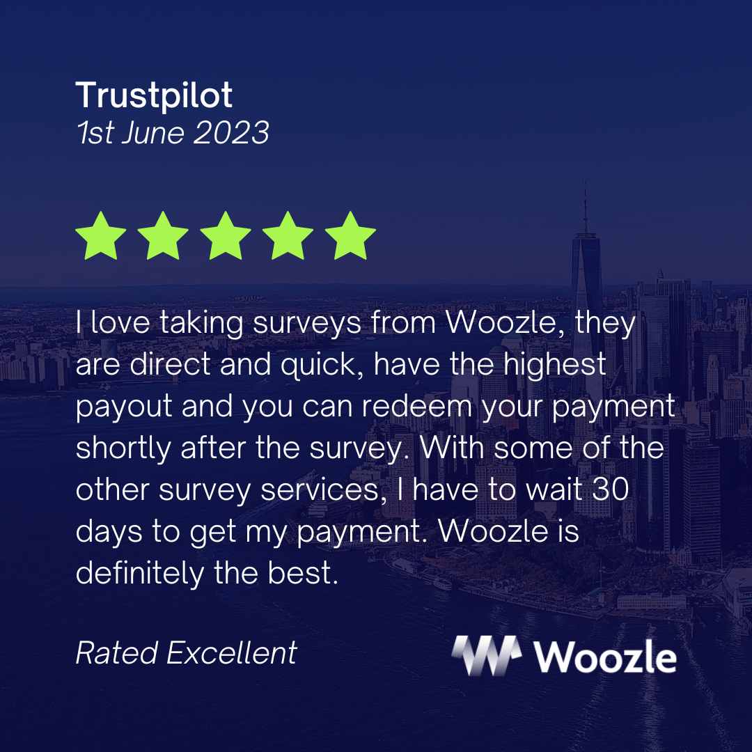 WoozleResearch's tweet image. 🙌
"I love taking surveys from Woozle, they are direct and quick, have the highest payout and you can redeem your payment shortly after the survey. With some of the other survey services, I have to wait 30 days to get my payment. Woozle is definitely the best."

#expertnetwork