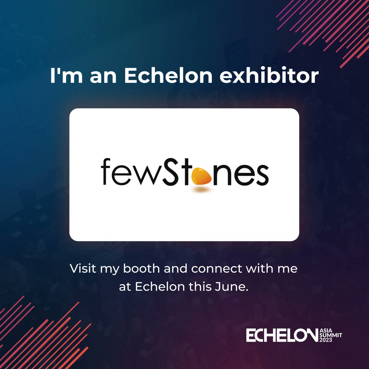 e27co's tweet photo. @fewStones is one of Echelon's exhibitors and will be showcasing their cutting-edge innovations and expertise at the highly anticipated Echelon Asia Summit 2023. Don't miss the chance to visit their booth and meet their team. 

#e27 #Echelonexhibitor #Echelon2023 https://t.co/4heMbnDD0e