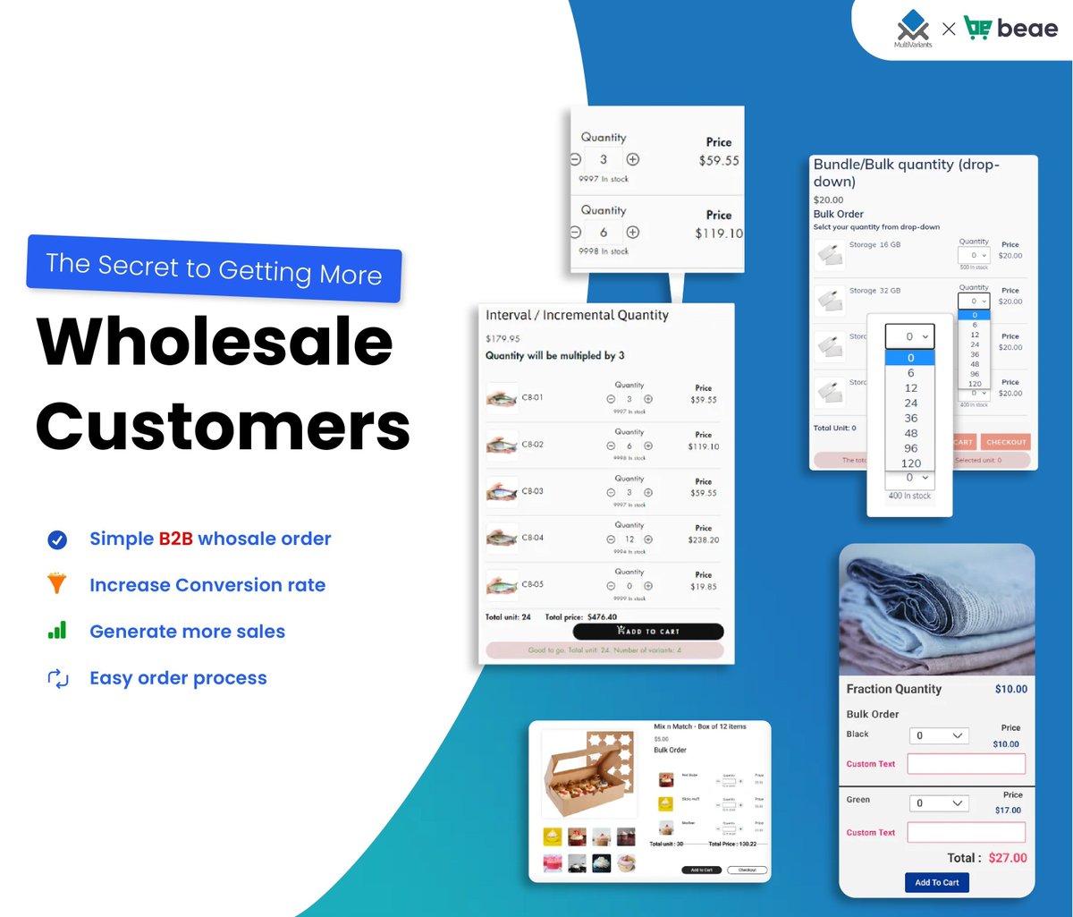 multivariants's tweet photo. Do you want to quickly boost sales by selling in bulk?
MultiVariants is one of the top apps that support bulk sales on Shopify. MultiVariants has been integrated with Beae to make it easier for you to use.
#shopify #bulkorder #MultiVariants #variants #beae https://t.co/FRMu9sUoGO