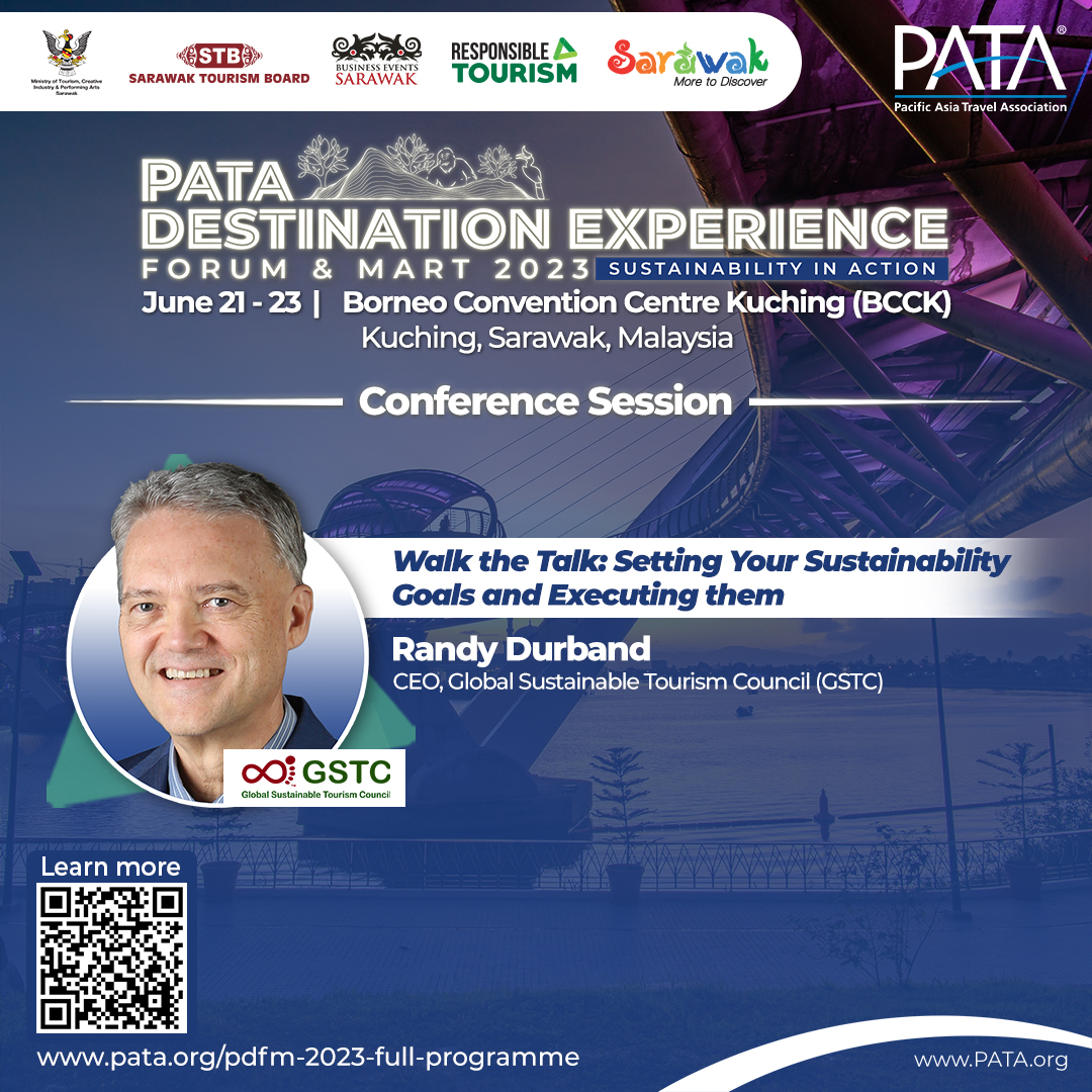 PATA_HQ's tweet photo. #Sustainability certifications are powerful tools for measuring progress &amp; implementing positive change. 

Join #PDFM2023 to hear from @GSTC_  CEO about making #tourism certifications more accessible &amp; the opportunities involved.

Register now: https://t.co/zO5SHGHOPd

#PATAEvent https://t.co/XXpA1qrOUG