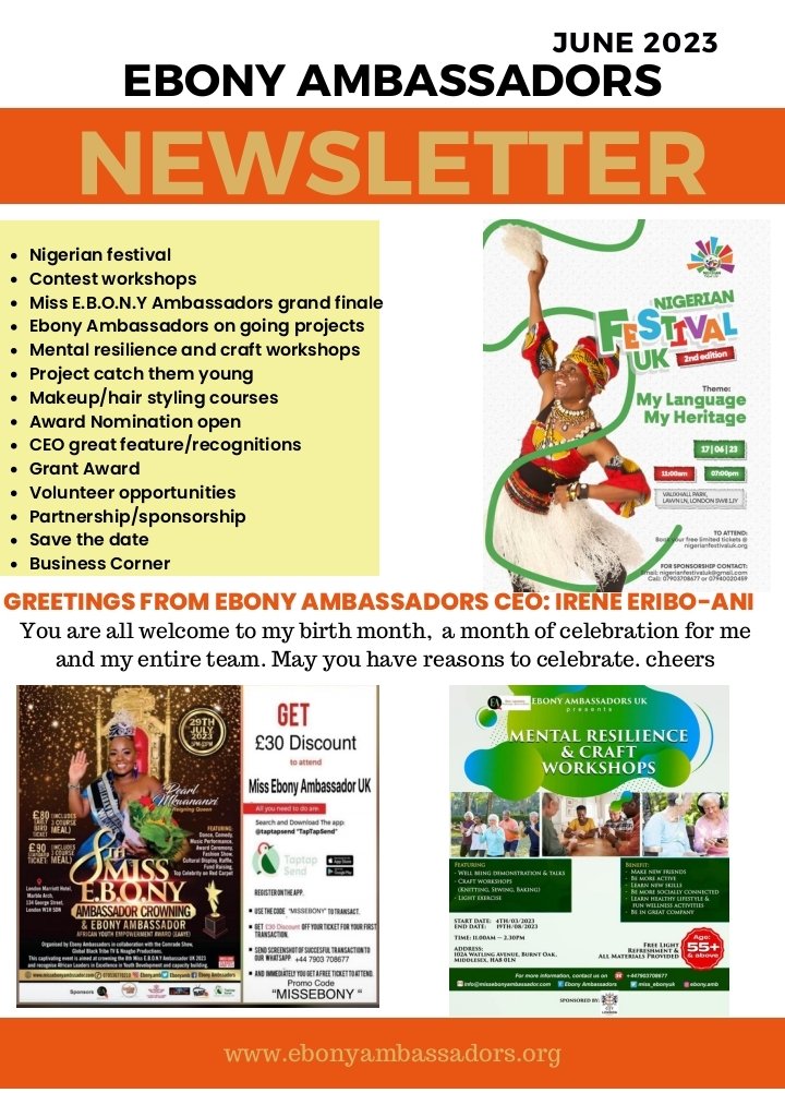 EbonyAmb's tweet image. Thank God it’s Friday 💃 

Check out exciting news in Ebony Ambassadors Monthly newsletter.

 #newsletterdesign #JuneNewsletter