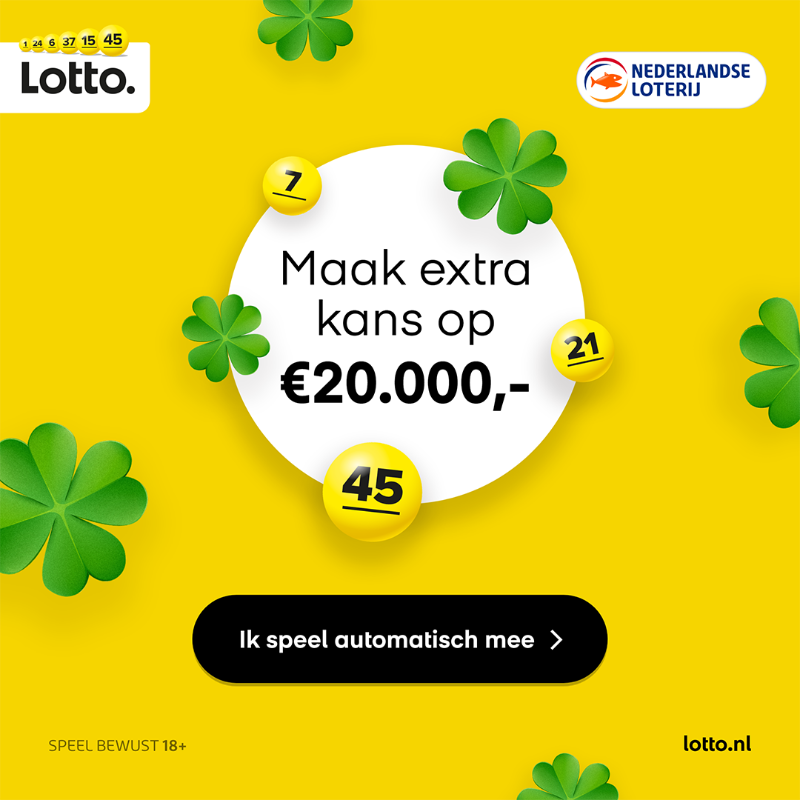 Lotto_NL's tweet photo. Speel nu automatisch mee met Lotto en maak extra kans op €20.000!