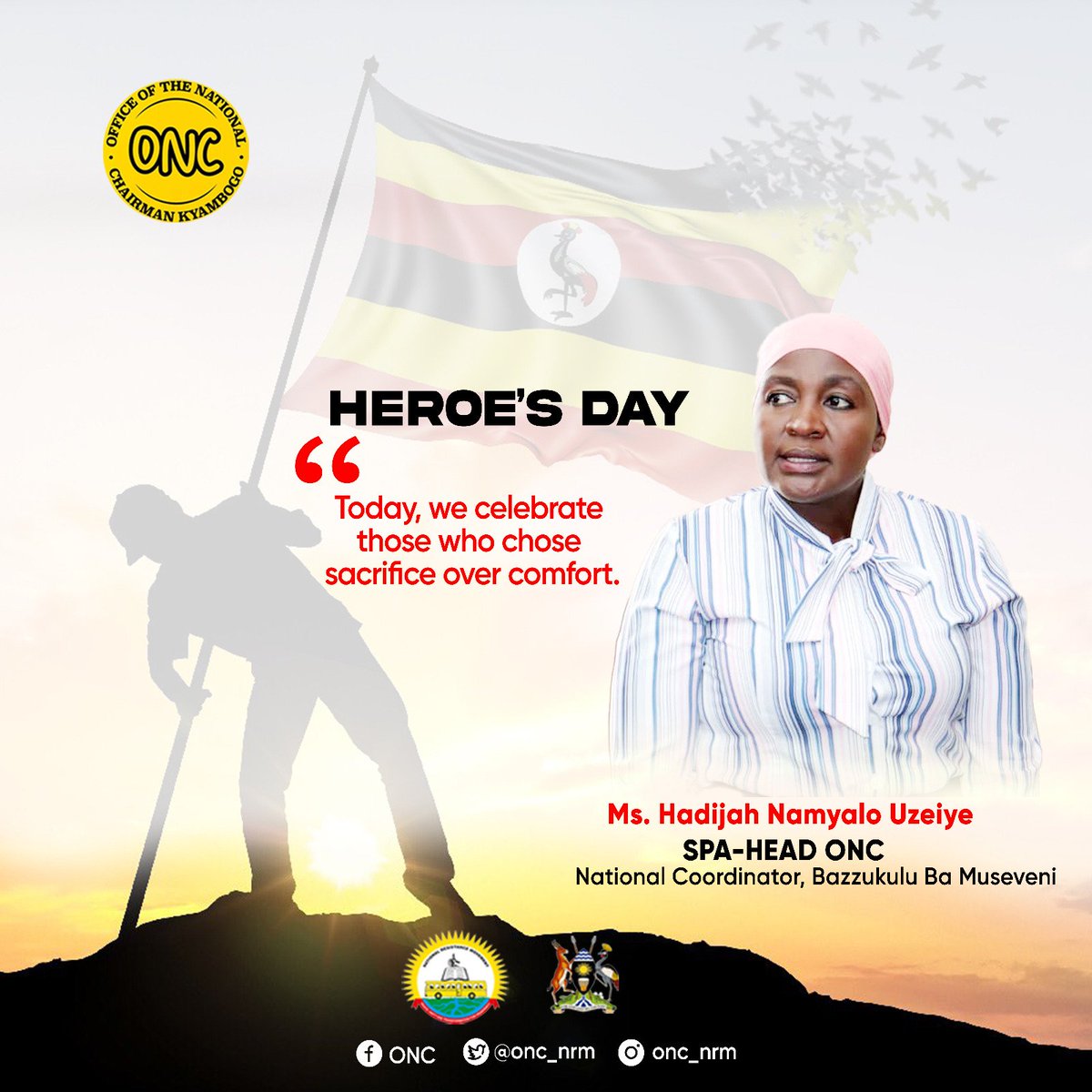 The head of of the Office of the National Chairman - NRM Party, Hajjat Uzeiye Hadijah Namyalo joins Ugandans to commemorate this special occasion of #HeroesDay2023