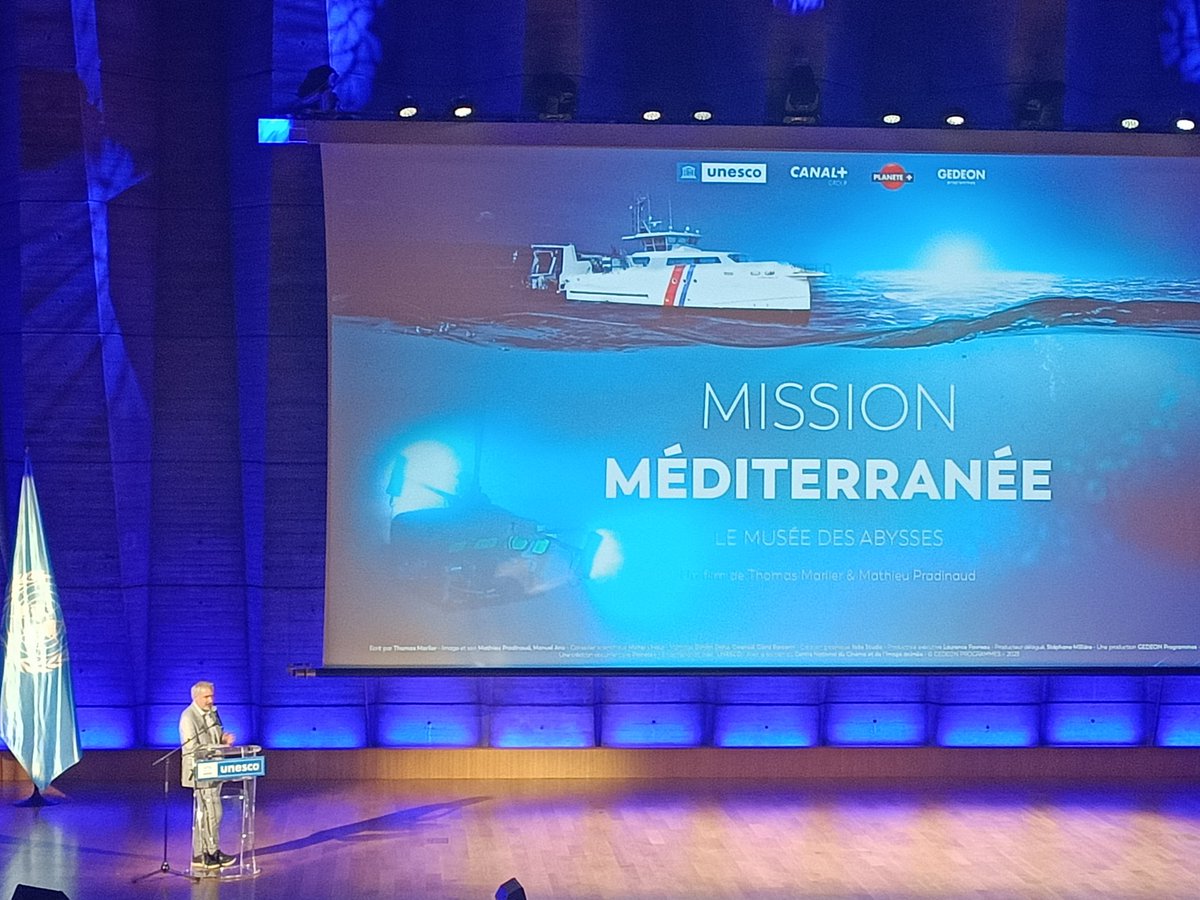 RobbertCasier's tweet photo. On #WorldOceansDay we not only celebrated life, but also our underwater cultural heritage.

Screening @unesco of #MissionMediterranee, a docu that follows last year's archaeological mission to the Skerki Bank. https://t.co/SPfNZ04yKC