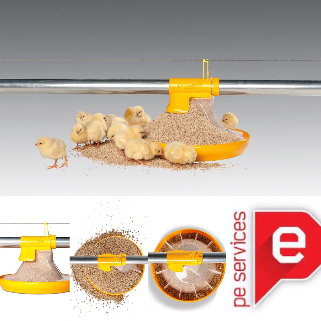 Landmeco Pan Feeding Kick-off 330° supplied by PE Services

The patented pan feeding solution for broilers increases growth rate &amp; makes it more homogeneous &amp; more efficient.
With the unique design of the pan chicks learn correct feeding behaviour from day 1 &amp;  grow faster, 👇