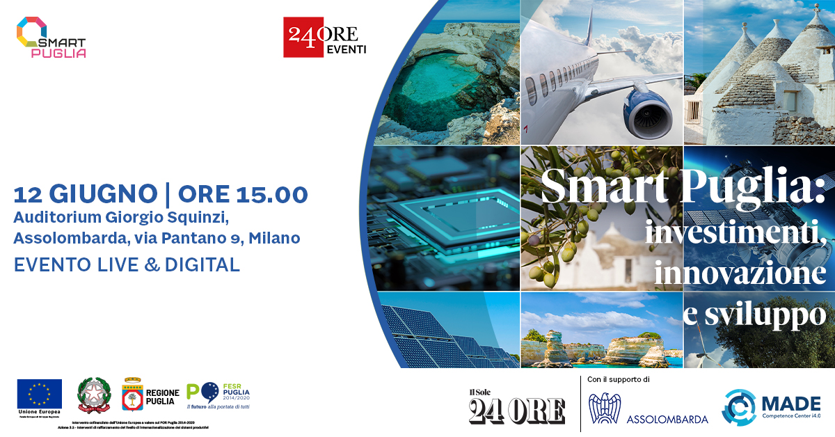 Francesco Moretti, Group Deputy CEO and CEO International, sarà tra gli speaker del panel delle 15:20 “Smart Puglia: l’asse con la Lombardia sulla strada della transizione digitale”. 
Segui l’evento in presenza o in diretta streaming qui: 24oreventi.ilsole24ore.com/smart-puglia-2…