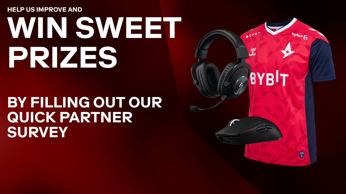 AstralisCS's tweet photo. We need YOUR help with our partner survey! 👀

We are giving away a Logitech G Pro X Superlight, Logitech G Pro 2X Wireless Headset, and an Astralis 22/23 jersey to one participant! 

Fill out our survey for a chance to win: https://t.co/plqAXfDZf8 https://t.co/EmgvmeawdI