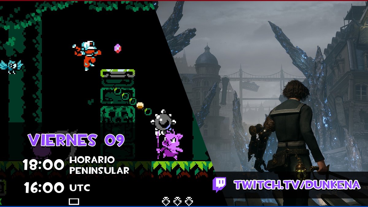 _Dunkena's tweet image. ¡Buenos días!

Si hoy tocaba madrugar y ayer no pudisteis trasnochar para ver el #DevolverDirect. En el directo de esta tarde le echamos un ojo al resumen 👀

Además probaremos el #LiesOfP (sí, el Pinocho Souls) y tenemos key de #BatBoy (jueguito muy influenciado por Mega Man)